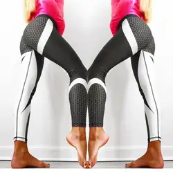 Новые женские брюки леггинсы с узором Фитнес Леггинсы для женщин спортивные тренировки Леггинсы эластичные тонкие черные белые брюки