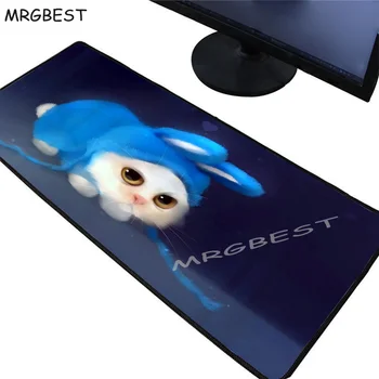 

MRGBEST Cute Blue Clothes Cat Animal Mouse Pad Rubber Large Lock Computer Game Speed Keyboard PC Game Player Table Mat Xl