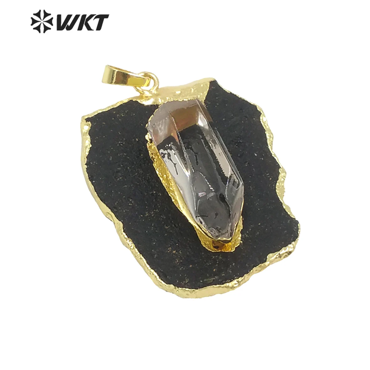 

WT-P1284 WKT Wholesale New Arrival Fashion Unique Design For Women Decorate Jewelry Natural Black Stone Necklace Pendant