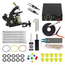 Профессиональный набор для татуировок 1 пистолет комплект поставки игл ручки Советы мощность татуировки аксессуары