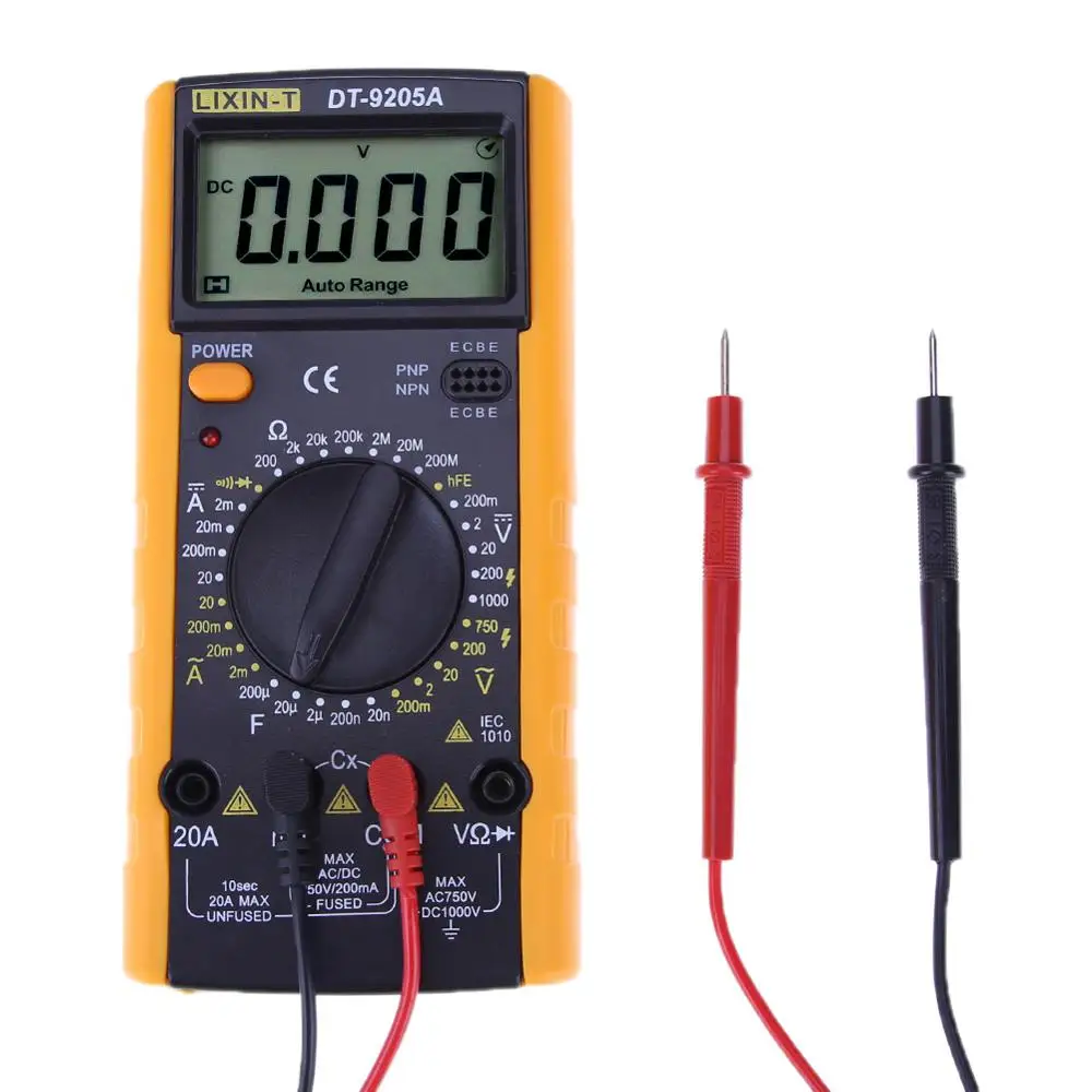 

NEW DT9205 LCD Digital Multimeter Voltmeter 1999 Backlight AC/DC Ammeter Voltmeter Ohm Tester Meter Current Capacitance Tester