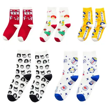 

Unisex Women Men Cotton Socks Cartoon Print Funny Harajuku Hip Hop Long Hosiery