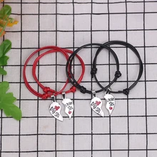  Multicolor Leather Bracelet For Women Big Sis Little Sis Heart Puzzle Pendant Adjustable Charm Jewelry Gift Dropshipping 2019