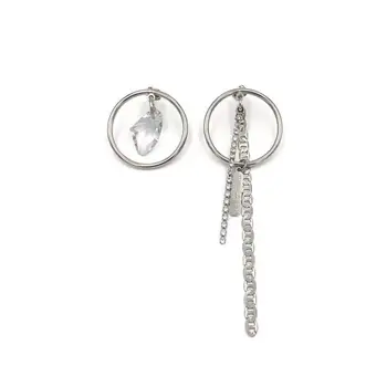 

Justin New Style White Crystal Inlay Cold Metal Wind Asymmetric Earrings Earing