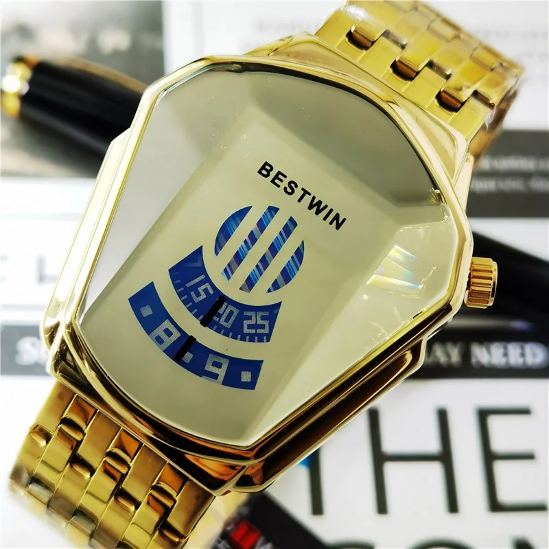 Bestwin Fashion Cool Locomotive Mens Quartz Watches Top Brand Luxury Wristwatch Men Waterproof Geometric Shape Relogio Masculino - Mechanical Wristwatches - AliExpress