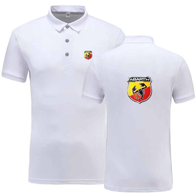 New summer casual Abarth Polos shirt men cotton solid short sleeve polo shirt men clothing - Цвет: Белый