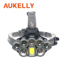 USB Перезаряжаемые головной светильник 10000lm ультра яркие фары 2* T6+ 5* Q5+ 1* COB светодиодный налобный фонарь вспышка светильник фонарь головной светильник Фонари 18650