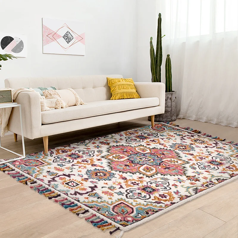 India Imported Wool Handmade Carpet Living Room Morocco Style Bedroom Thick Area Rugs Soft Girls Tassel and | Дом и сад