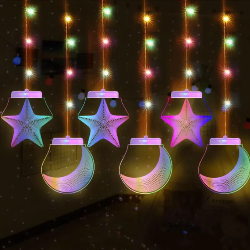 

Christams Decoration Lamp Moon Stars Lamp Led String Lights Garland Fairy Light 3D Acrylic USB Light Stirng for Party Xmas