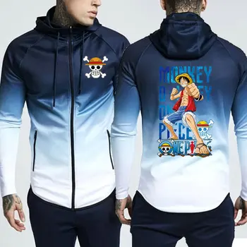 

New Winter Jacket one piece luffy Men Coat Warm Men Zipper Hooded Coat Fleece Man's Jackets Outwear