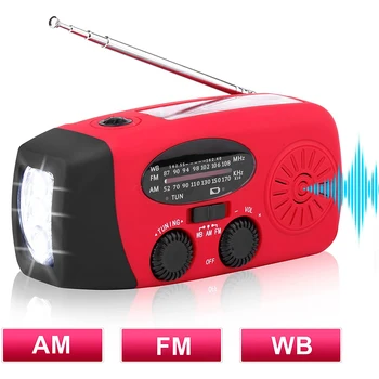 

Solar Radio Emergency Radio AM/FM/WB Weather Radio Hand Crank Radio with 3 LED Flashlight 1000 MAh As a Phone Power Bank