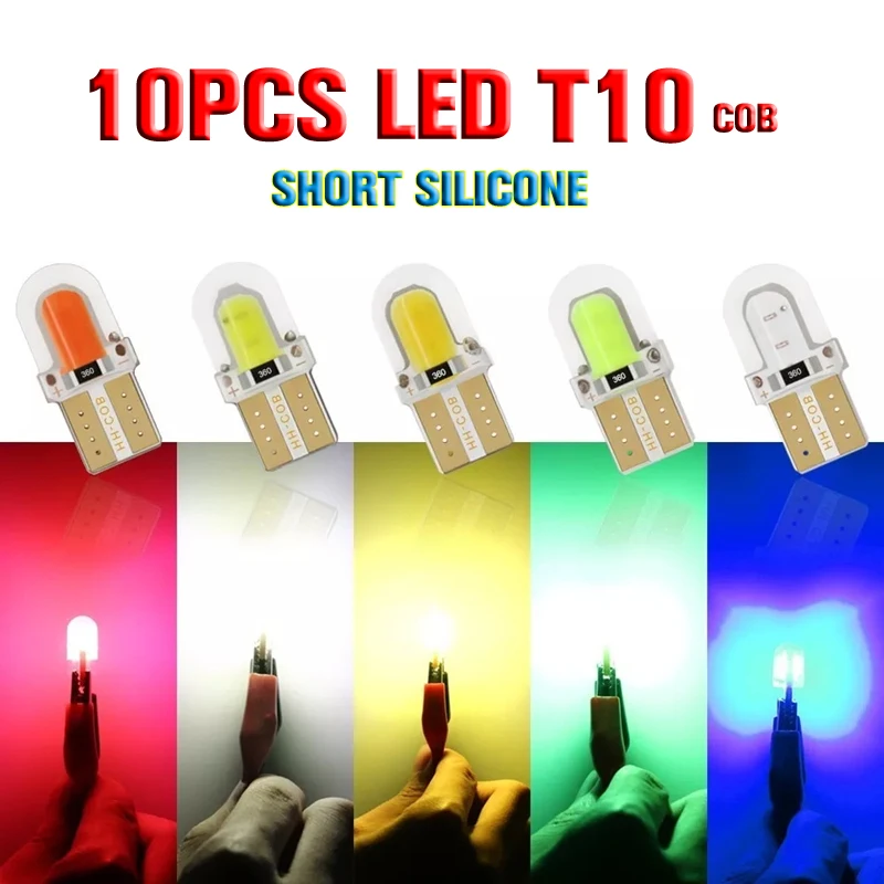 

10x car t10 led w5w 8SMD Silica gel Wedge clearance light Bulb Auto for door trunk car License plate reading License Plate lamp