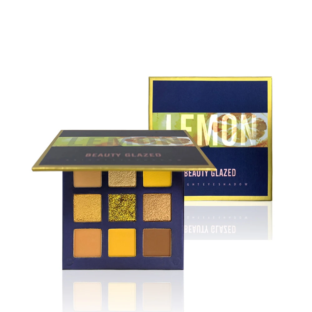 Палитра теней для макияжа Yellow Glazed блестящие пигментированные тени век 9 цветов