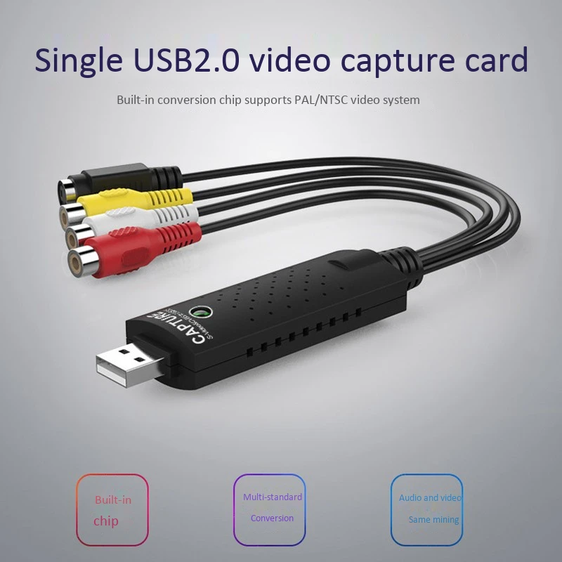 Карта видеозахвата Usb 2,0, встроенный чип преобразования, поддержка видео формата Pal/Ntsc, подходит для камер безопасности, DVD, телеприставка Bo