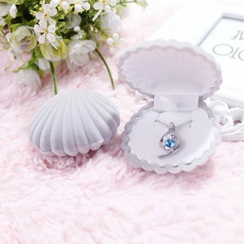 

Stud Earrings Case Jewlry Display Box Velvet Lovely Gift Rings Necklace Shell Boxes Earring Shell-Shape Cute Beautiful Storage