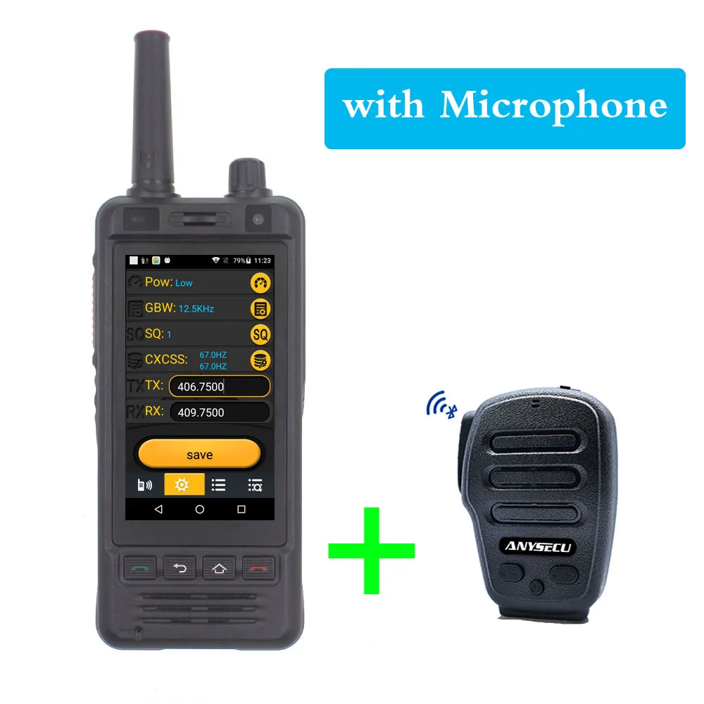 Anysecu W5 телефон PTT радио IP67 водонепроницаемый UHF Walkie Talkie мобильный телефон 5MP камера W 5 Dual SIM REALPTT Android 6 смартфон - Цвет: W5-and-MIC