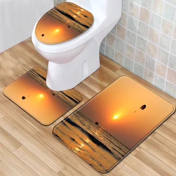 

3PCS/Set Bathroom Mats Set Toilet Rugs Flannel Anti-slip Bath Carpet Home Decor Bathroom Products Foot Pads