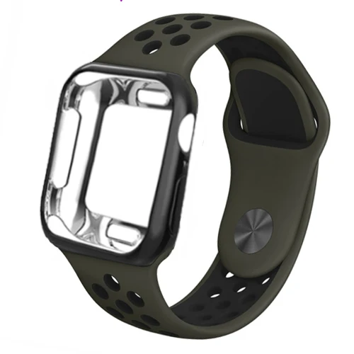 Cargo Khaki 26 Чехол для Apple Watch band 4 ремешка 42 мм/38 мм iwatch 3 диапазона 44 мм/40 мм correa силиконовый спортивный браслет наручные часы серии 2/1 - Цвет ремешка: Cargo Khaki 26