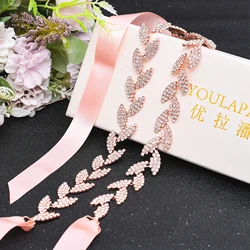 Golden Rhinestone Belts Women Wedding Belts for Bride Dress Accessories Women Sash Satin Wedding Bridal Belts