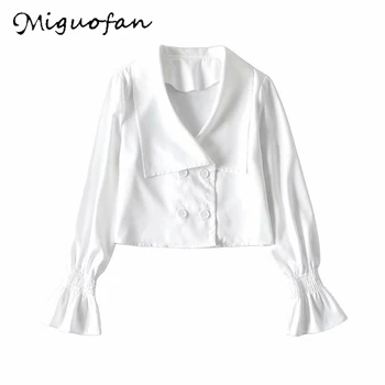 

Miguofan white Tops Blouse Women Solid Spring Shirts Elegant Ladies Blouses Top Female Chic Street 2020 Summer ins Fashion coat
