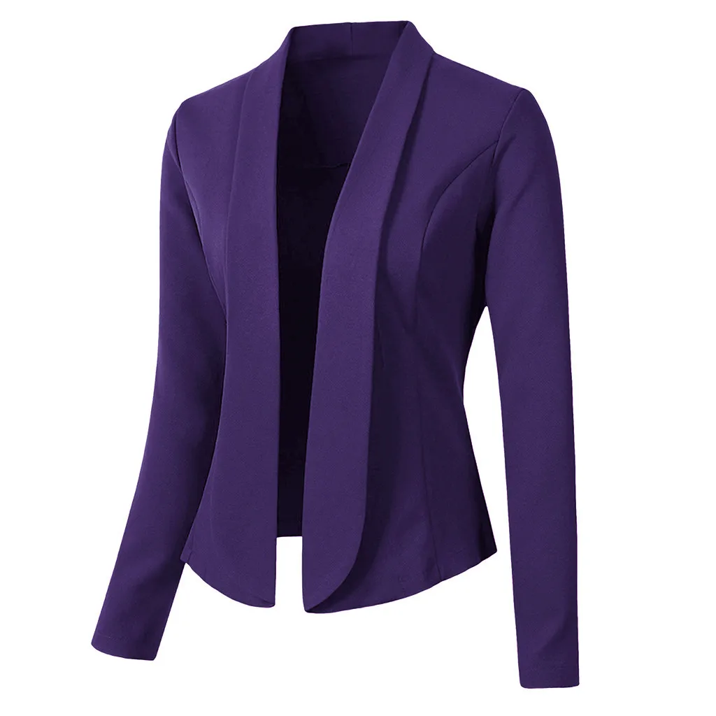 SAGACE женский офисный Повседневный маленький пиджак кардиган повседневные костюмы формальный офисный женский деловой костюм для работы 6 цветов - Цвет: Фиолетовый