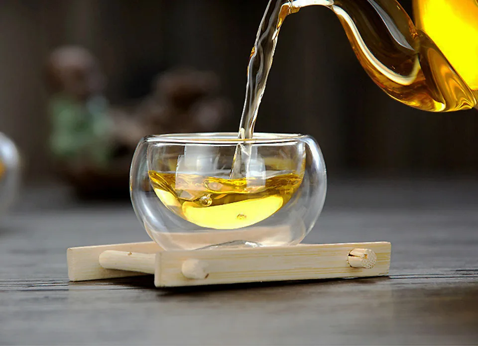 Glass Tea Set Heat Resistant Glass Tea Infuser Pot Double Wall Glass