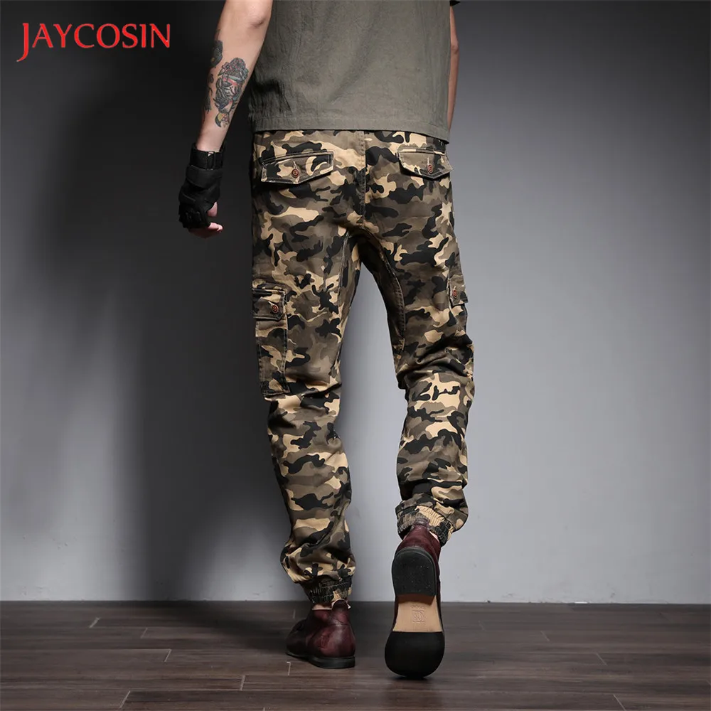 Jaycosin мужские камуфляжные джинсы с принтом, брюки, уличная одежда, прямые джинсы с карманами, мужские Модные хлопковые джоггеры, повседневные джинсовые брюки