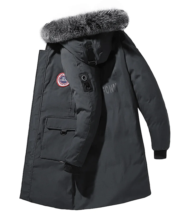Канадская ветрозащитная хлопковая зимняя мужская куртка Новая модная мужская теплая длинная уличная одежда плотное пальто с капюшоном парки
