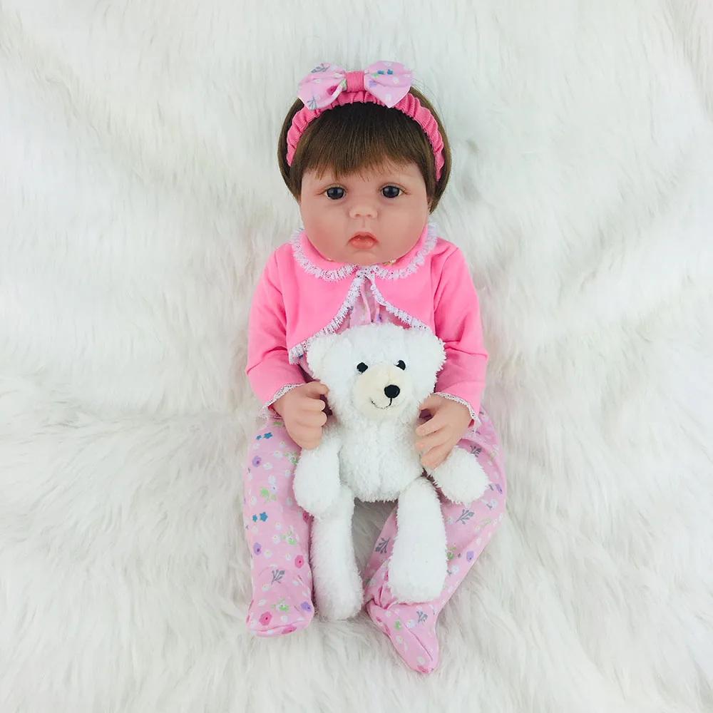 Кукла Avani 45 см реалистичные куклы Reborn Baby, реалистичные мягкие виниловые куклы для новорожденных девочек - Цвет: bear(white)