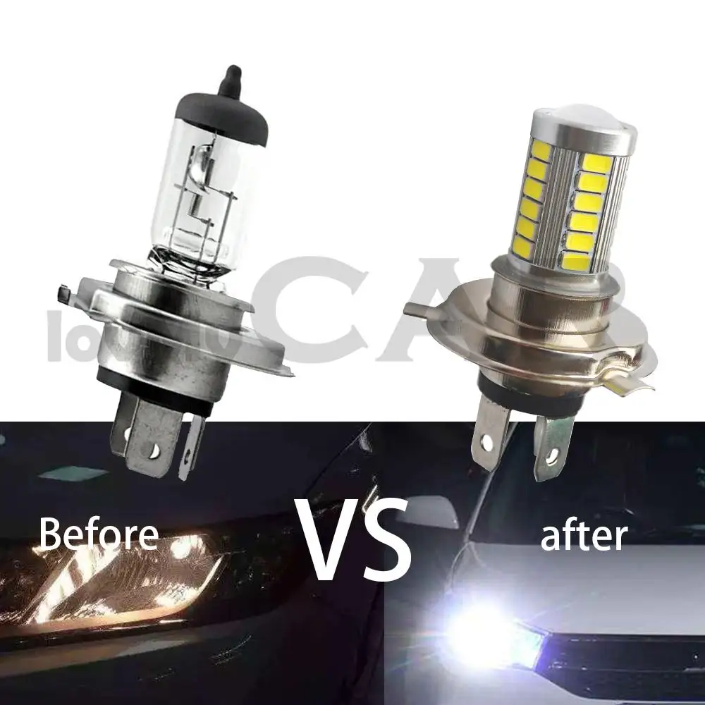 2X H4 H7 H11 9005 9006 Car Motorcycle Led Headlight Bulbs 6000K White 5630 33LED DC 12v Fog Lamp Light DRL Daytime Running Light