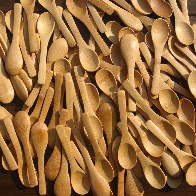 50pcs Honey Bamboo Spoons Dessert Ice Cream Baby Honey Spoon 9cm 13cm