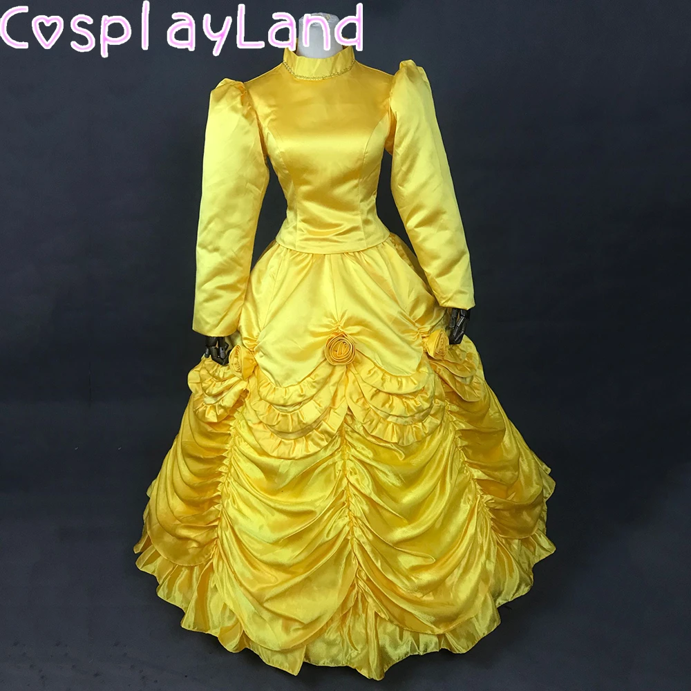 ベルプリンセスドレスコスプレ衣装黄色のドレスハロウィン衣装夜会服冬長袖女性ファンシーファッションドレス 映画 テレビ衣装 Aliexpress