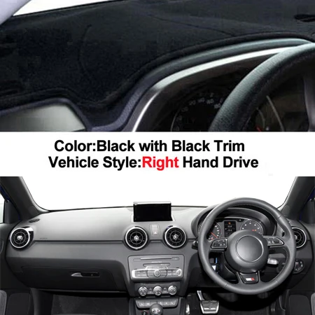RHD Black Car Auto Dashboard Cover Dash Mat Carpet Cape For Audi A1 2012 2013 LHD RHD Auto Dashmat Protector Pad - Название цвета: RHD Black