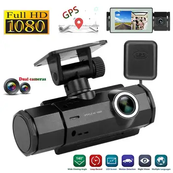 

J1 2.7 inch Screen HD 1080P Car DVR Car Camera Recorder Mirror Camera Para Auto Dual Lens GPS Track Night Vision Dashcam record