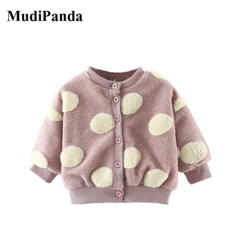 

MudiPanda Baby Winter Jackets Toddler Clothes For Infant Girls Boys Cute Dot Warm Thick Fleece Coat Outerwear Children Clothing