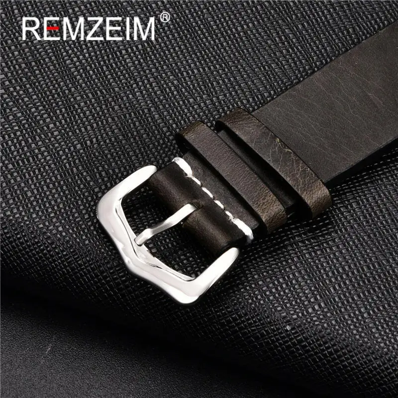 Artisan Oil Wax Leather Watchband in Blue, Red, and Brown - Premium Replacement Strap