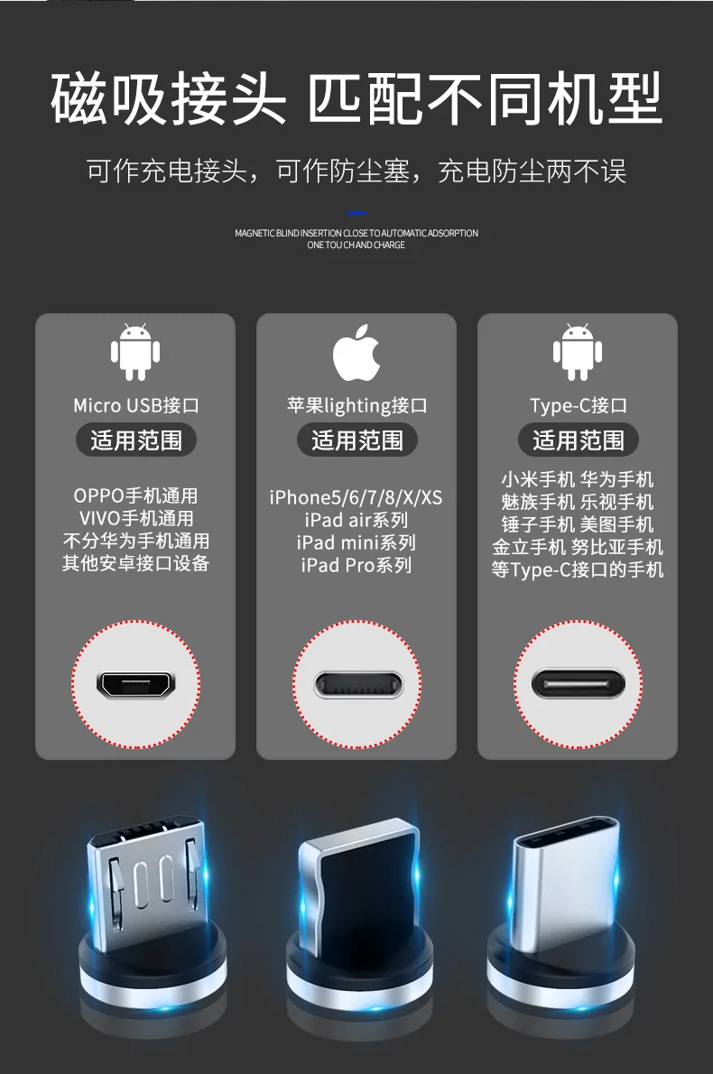 Bozhu Магнитный Micro USB кабель для iPhone samsung Быстрая зарядка данных провод шнур магнитное зарядное устройство usb type C кабель для мобильного телефона