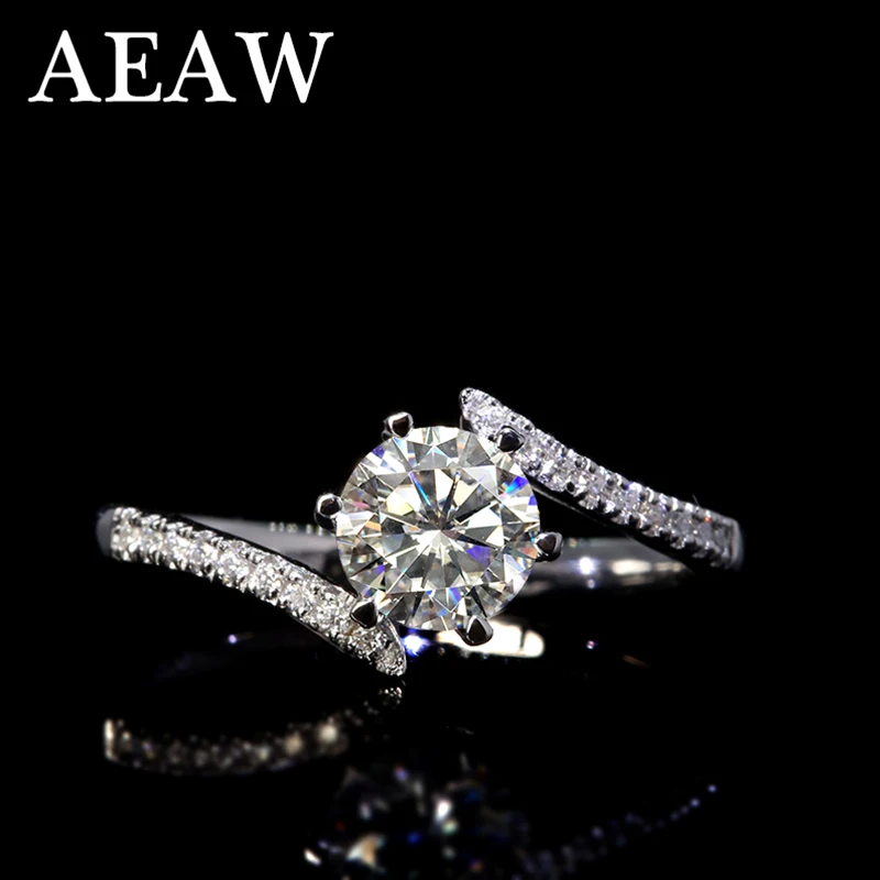 1 Carat ct 6,5 мм белый Обручение& Свадебные муассанит кольцо с бриллиантом, покрытое платиной Серебряные кольца