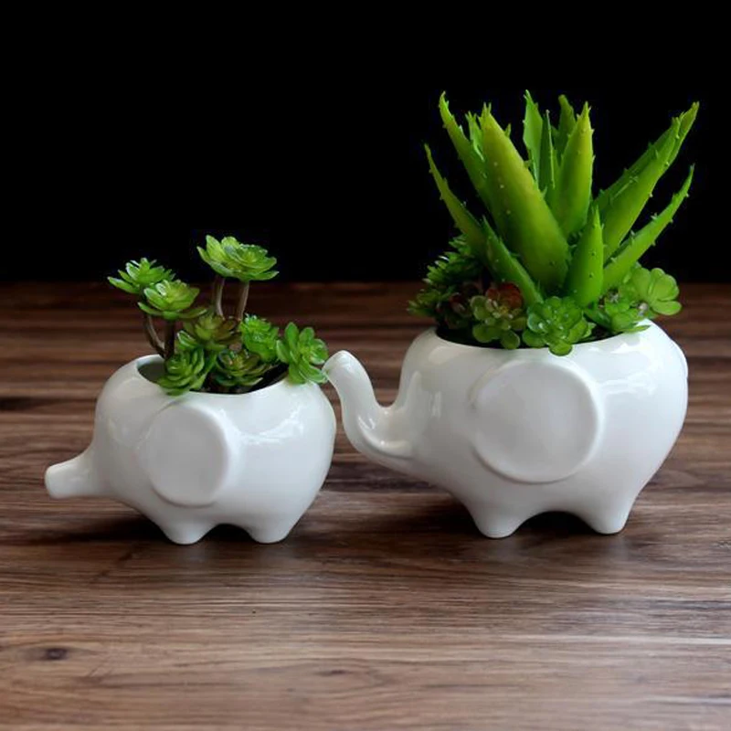 

Elephant Ceramic Flower Pot Succulent Plant Container Decoration for Home Office Garden MJJ88
