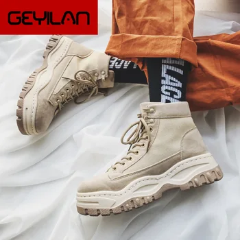 

Autumn Shoes Men Martin Boots 2019 New Canvas High Male Ankle Boots Platform Black Sneakers Platform Auutmn Boot For Men