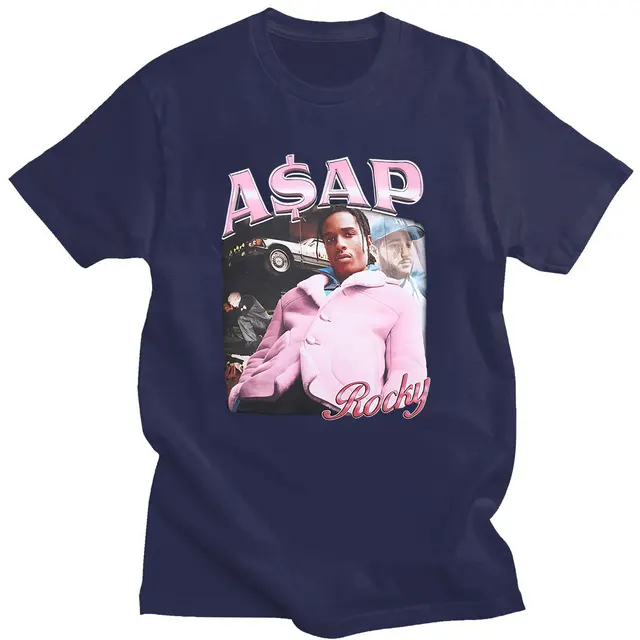Hot Sale ASAP Rocky Portrait Graphic Aesthetics T-shirts Hip Hop Cotton Short Sleeve Loose Couple T-Shirt Casual Harajuku Tshirt 3