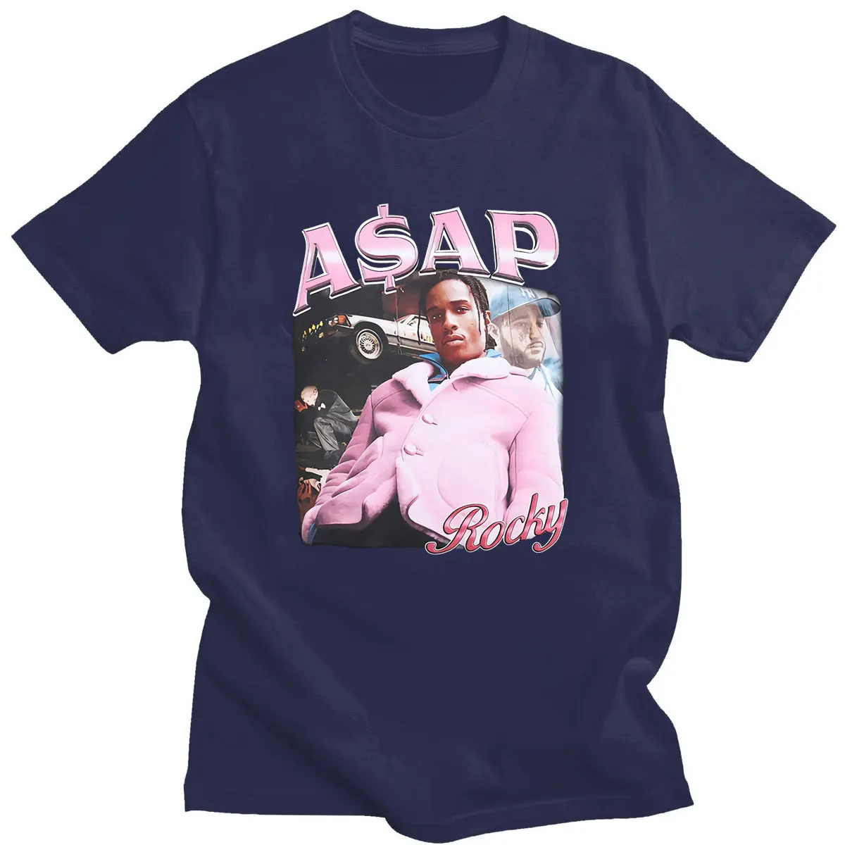 Hot Sale ASAP Rocky Portrait Graphic Aesthetics T-shirts Hip Hop Cotton Short Sleeve Loose Couple T-Shirt Casual Harajuku Tshirt