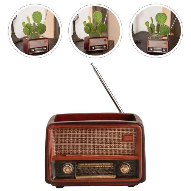 1Pc Retro Rádió Alakú Virágpot Konténer Gyanta Egyedi Cserepes Növényi Tartály Ültető Dekorációhoz Ültetéshez - Image 2