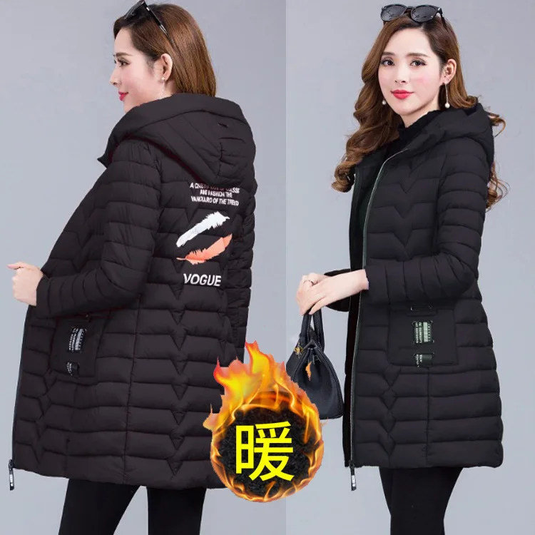 

Down Jacket Cotton-padded Clothes Women's 2019 Autumn & Winter New Style Korean-style Thick Mid-length Warm Cotton-padded Jacket