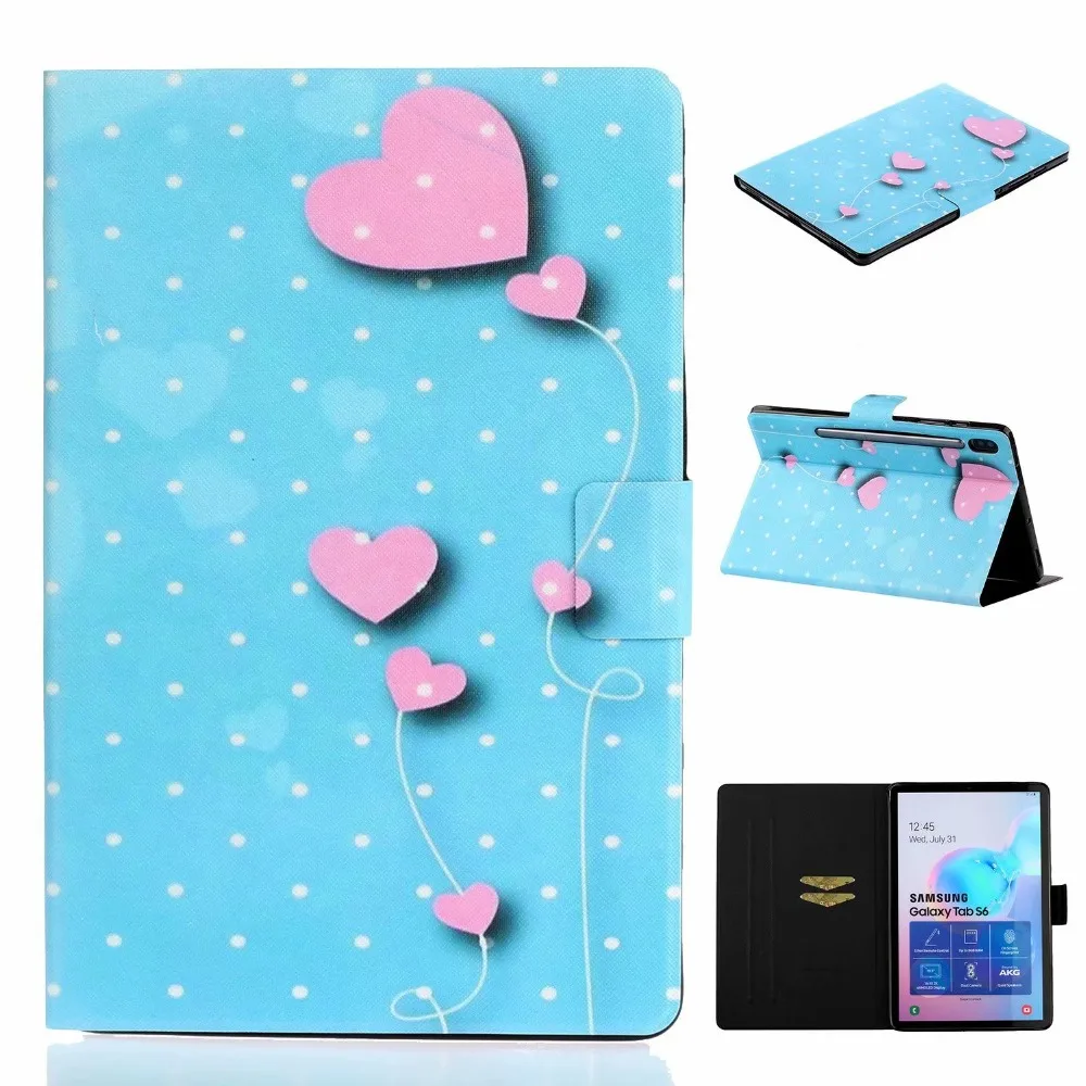 Цветной чехол для планшета с рисунком для Samsung Galaxy Tab S6 T860 T865 SM-T860 SM-T865 10,5 дюймов чехол Funda откидная подставка Capa+ ручка