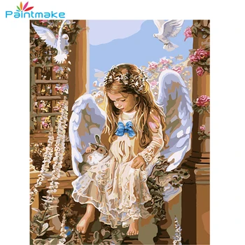 

Paintmake Portrait DIY Painting By Numbers Drawing Kits Oil Hand Painted On Canvas Girl For Home Decor Art gifts G425