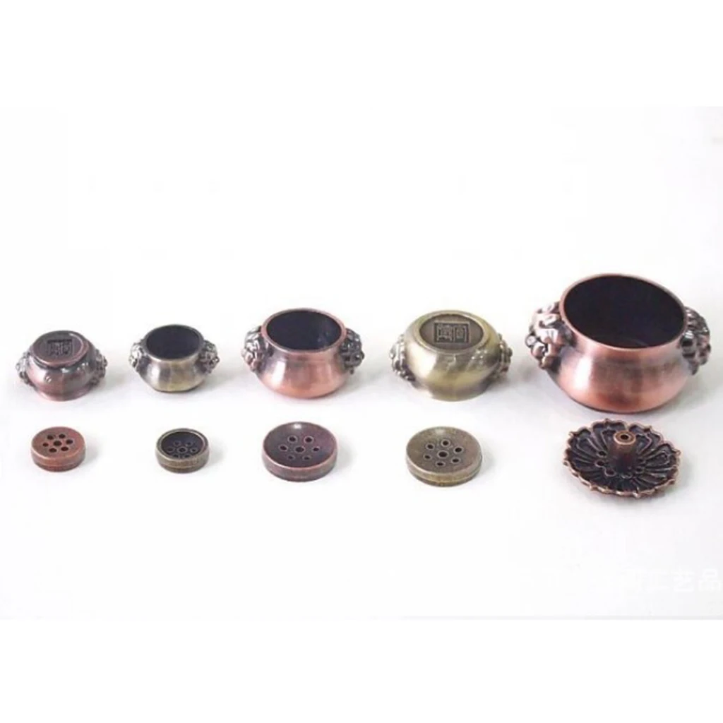Chinese Copper Alloy Incense Stick Burner Holder Lion Design Censer Plate for Cones Stick Aromatherapy Furnace Incense Base 