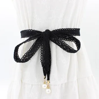 

New Black White Corset Lace Belt Female Self Tie Obi Cinch Waistband Belts for Women Wedding Dress Waist Band Accessories