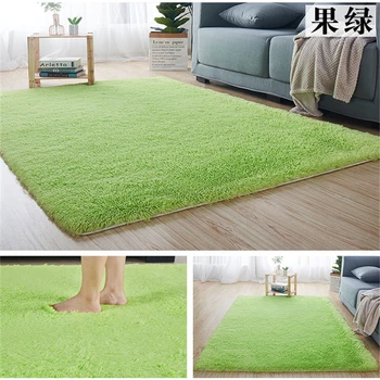 

Solid Color Living Room Area Rug Silky Plush Shaggy Play Mat Doormat Kitchen Balcony Corridor Rug Home Bedroom Carpet