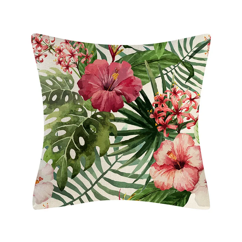 Decoration Print Leaf Green Plant Throw Pillow for Sofa Home Decorative Pillowcase